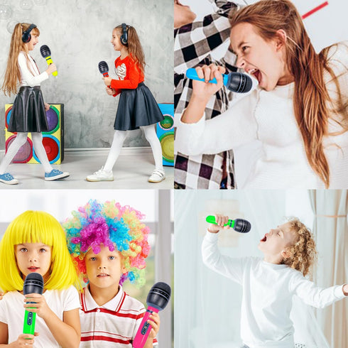 10 PCS Inflatable Microphones Blow up Microphone, Plastic Microphone Toy, for Sing Birthday Party Decorations, Musical Concert Themed Party Suppli...