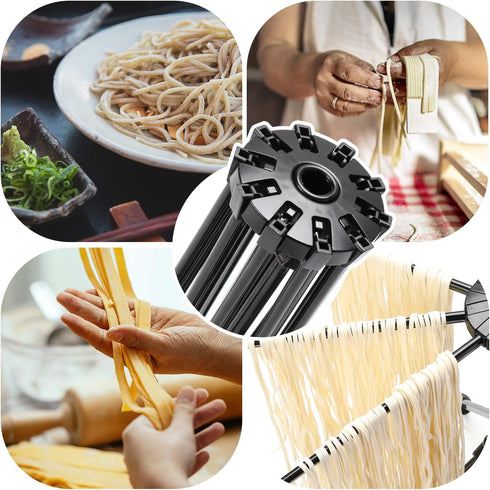 Cambom Foldable Pasta Drying Rack- Plastic Spaghetti Noodle Dryer with 10 Bar Handles Black...