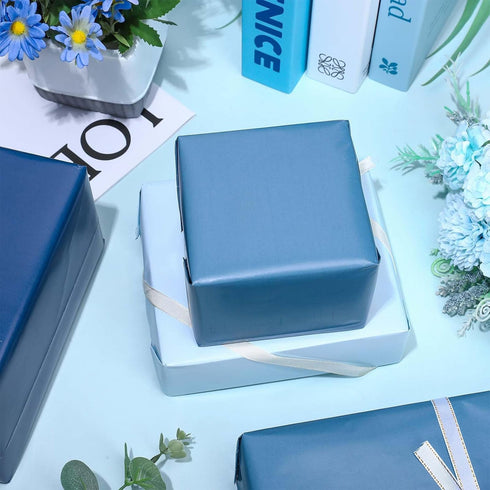 Whaline Dusty Blue Wrapping Paper - Not Roll - 4 Colors Gradient Blue Gift Wrap Paper Folded Flat Colorful DIY Craft Art Paper for Wedding Birthda...