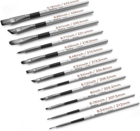 Nicpro 12 PCS Acrylic Paint Brushes Adult Art Paint Brush Set for Watercolor Oil Gouache Face Body Craft Miniatures Painting,Paintbrushes...