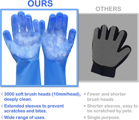 Pet Grooming Gloves, Yintoper Dog Washing Gloves with High-Density Teeth, Heat Resistant Silicone Cat Hair Remover with Enhanced Five Finger Desig...