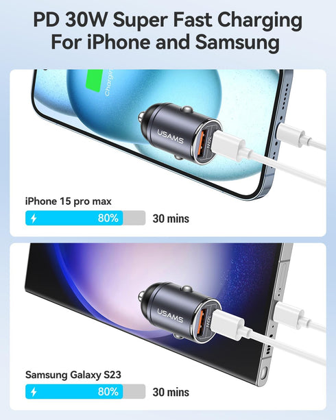 USB C Car Charger, 48W Cigarette Lighter USB Charger, Fast Charging Car Charger with PD & QC 3.0, Car Phone Charger for iPhone 15 Series, Galaxy S...