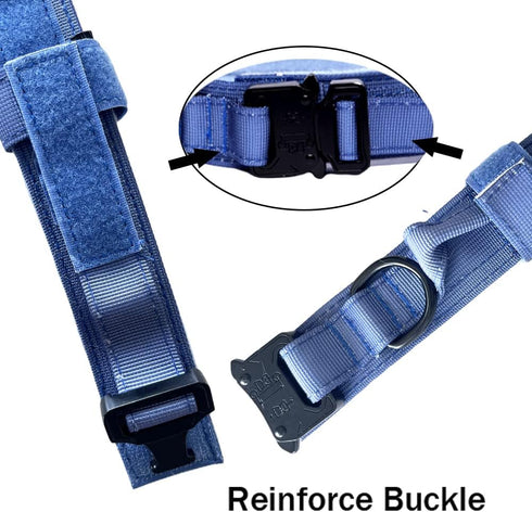 Tactical Dog Collar Military Dog Collar Adjustable Nylon Dog Collar Heavy Duty Metal Buckle with Handle for Dog Training (Dark blue,M)...