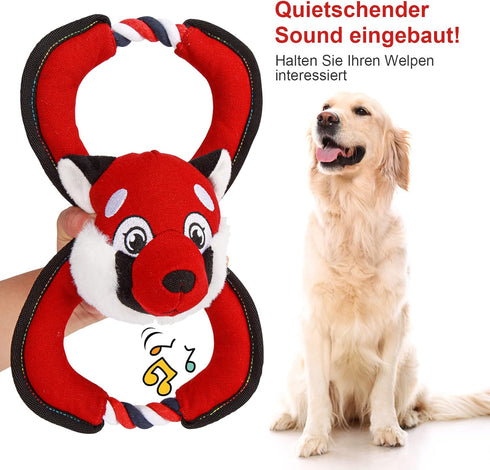 GAOMON Squeaky Dog Toys, Durable Plush Chew Toys in Fox Shape, Interactive Tug of War Toy for Small and Medium Dogs...