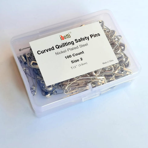 Curved Safety Pins for Quilting, Basting Pins, Size 2, 100-count...