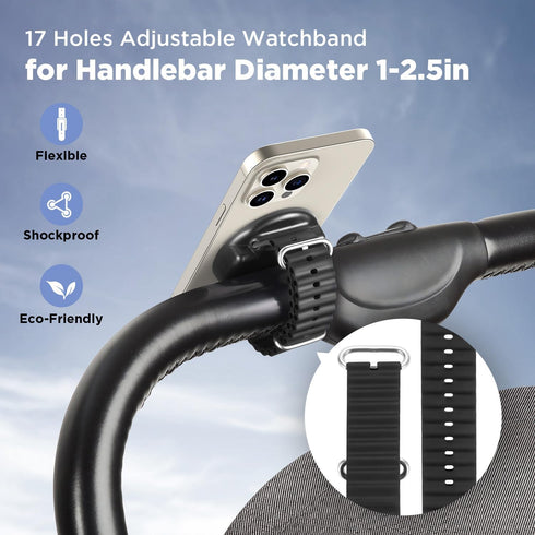 OUTXE Universal Phone Holder for Stroller, Magnetic Push Cart Handlebar Mount for Walking, Compatible with Magsafe Cell iPhone/Android and Cellpho...