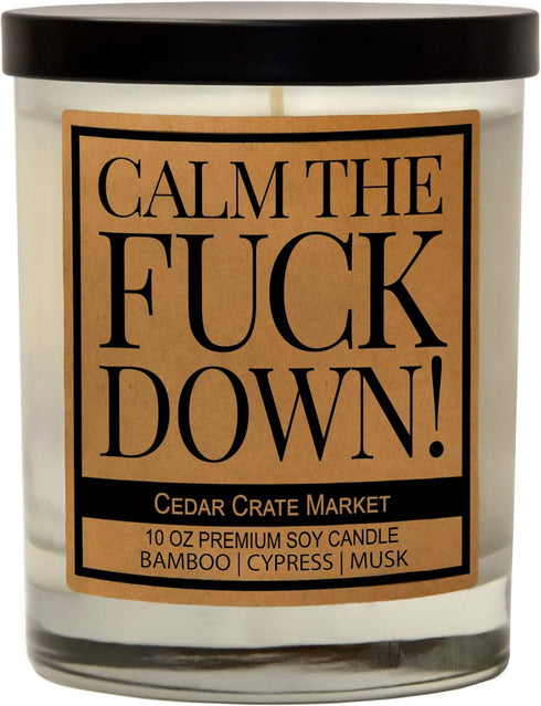 Funny Candles Gifts for Women, Men, Best Friends - Calm The F Down - Birthday Candles for Friends, BFF, Girlfriend, Boyfriend, Friendship, Bamboo,...