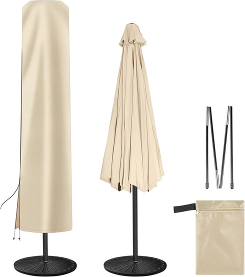 Patio Umbrella Cover - Waterproof 420D Oxford Outdoor Umbrella Covers With Folding Rod. Parasol Cover for 7.5ft 8ft 9ft 10ft 11ft (Beige)...