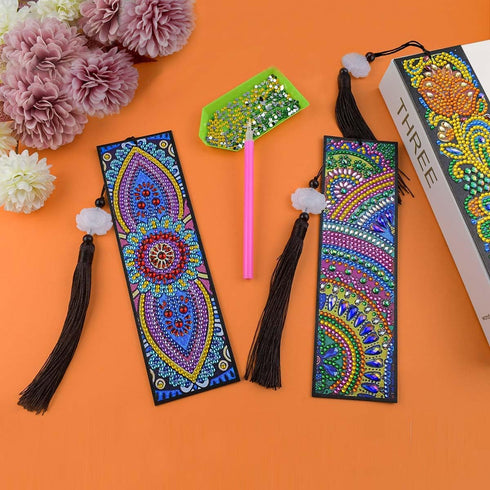 3 Pieces 5D Diamond Art Bookmark Kits for DIY Craft Diamond Art Dotz Bookmarks with Tassel for Beginner Kids Adults Women Book Lovers Rhinestones ...