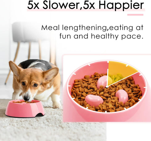 Super Design Slow Feeder Dog Bowl, 1 Cup, Nonslip, Heat-Resistant, Sturdy, Suitable for Small to Medium Sized Dogs...