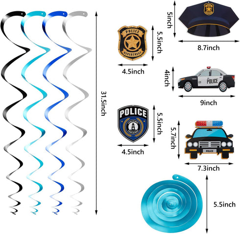 Sumind 25 Pcs Police Party Decorations Birthday Party Hanging Swirls Police Academy Graduation Gifts Hanging Decor Spirals Swirls...