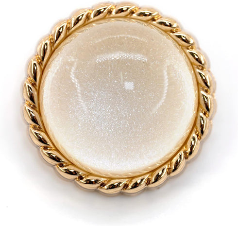 20 pcs Clear Glass Dome White Shimmer Layer Sewing Metal Shank Coat Buttons -25mm -1"...