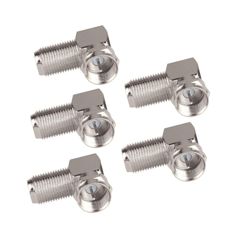 BINGFU F Type Male to Female Right Angle RG6 Coaxial Cable Connector Adapter (5-Pack) for Television TV Antenna CATV Digital Vedio Audio Coax Exte...