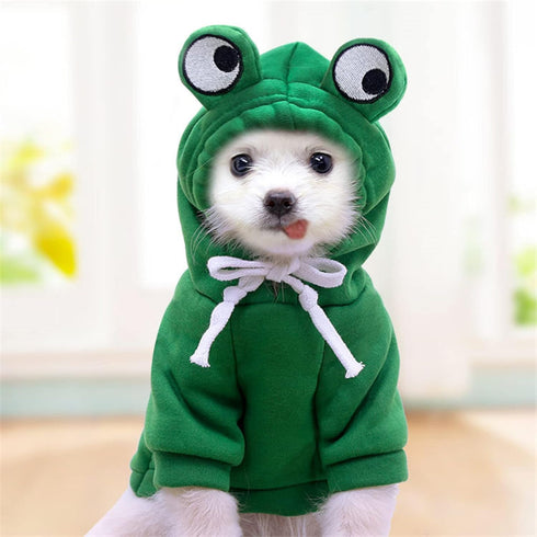 Warm Dog Winter Clothes Cute Fruit Dog Coat Hoodies Fleece Pet Dogs Costume Jacket for French Bulldog Chihuahua Ropa Para Perro(Green,XS)...