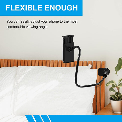 Phone Stand for Desk, Gooseneck Cell Phone Holder Flexible Lazy Long Arm Phone Mount Universal 360 Degree Adjustable Phone Clamp Clip for Table, B...