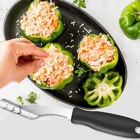 Jalapeno Corer Tool with Serrated Slice and Rubber Handle Easily Seed Remover or Slice off Vegetables tops for Efficient Cooking and Grilling...