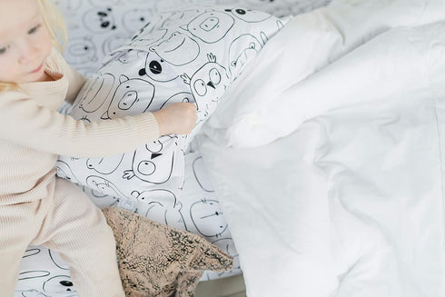 100% Cotton Toddler Pillowcase by ADDISON BELLE - Fits Both 13"x18" and 14"x19" Pillows - Soft, Durable & Breathable (Monochrome Animals)...