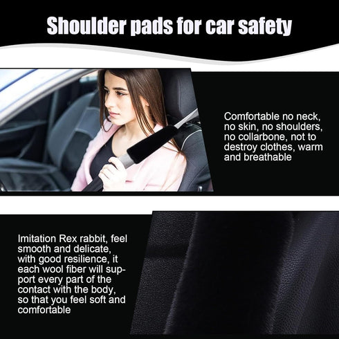 2 PCS Car Seat Belt Protector, 9.8In x 5.1In Imitation Rex Rabbit Fur Soft Shoulder Neck Cover, Backpack Strap Protect Pads, Universal Interior De...