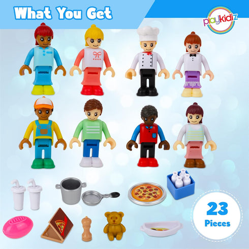 8 Toy Figures & Playsets, 2 Inch Play Peoples Set, Early Development Family Figurines for Kids, Pretend Play Toys for Children 3+ (23Pcs)...