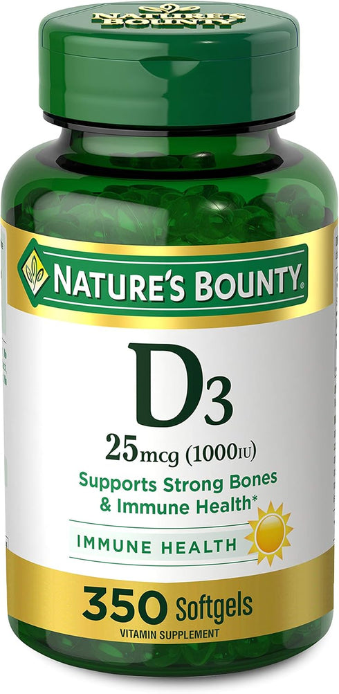 Nature's Bounty Vitamin D3 1000 IU Softgels, 350 Count...