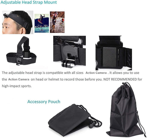4 in 1 Chest Strap and Head Mount for Gopro Hero 12, 11, 10, AKASO EK7000, Brave 4, V50, Dragon Touch, WOLFANG Action Cameras...