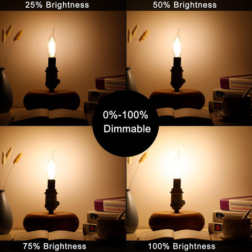LiteHistory E12 led Bulb Dimmable 6W Equal 60 Watt LED Light Bulbs 2700K AC120V led Edison Bulb CA10 CA11 led Candelabra Bulb for Chandelier Light...