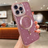 Phone Case for iPhone 15 Pro Magnetic Glitter Clear Case, Luxury Plating Love Heart Design, Full Camera Lens Protector TPU Protective Case for Wom...
