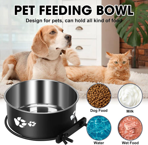 Kennel Water Bowl Hanging, ShineMe 2 Pack Stainless Steel Food and Water Bowl for Dog Cage, Crate, Kennel Bowls Mountable for Medium and Small Dog...