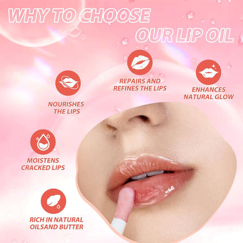 LANGMANNI Moisturizing Lip Oil,No-Sticky Lip Gloss Lip Balm Lip Care,Fruit Flavoured Lip Oil For Dry Lip's Moisturizing Hydrating And Nourishing (...