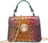 Chic Women Crocodile Leather bags Mini Top-Handle Clutch Compact Evening Bag Stylish Accessory for Essentials...