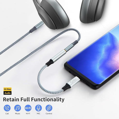 USB C to 3.5mm Jack Adapter, USB Type C to Aux Headphone Jack Dongle Cable, Type C to 3.5mm Headphone Auxiliary Digital Audio Headphone Adapter fo...