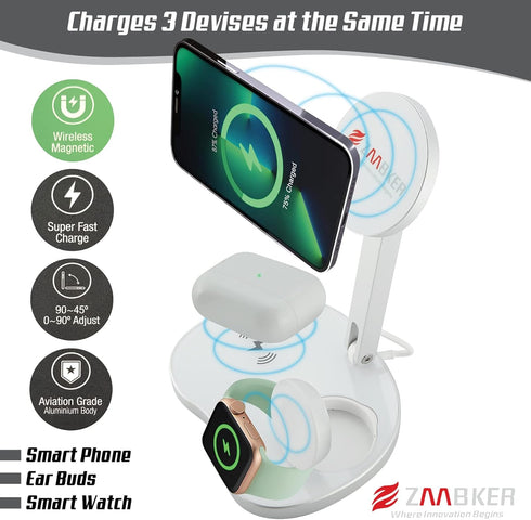 3 in 1 Wireless Magnetic Charger for Models 12 and Above of The iPhone Series with 20W Power Adapter, Quick Charge 15W Replacement for MagSafe App...