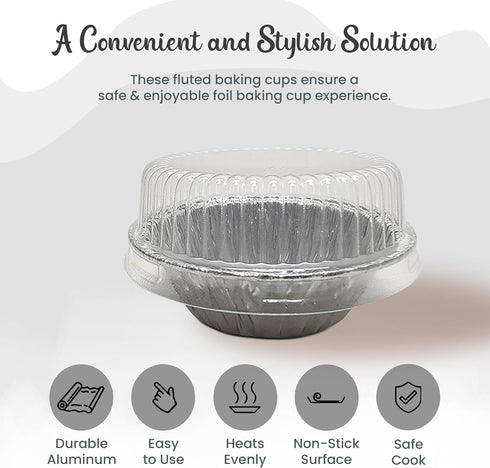 KitchenDance Disposable Aluminum Mini Tart Pans with Lid - 3 Inches Round Aluminum Foil Mini Pie Pan, Non-Stick Baking Pan Perfect for Baking, Sto...