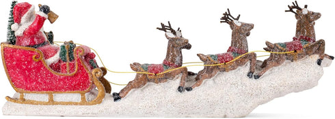 Transpac Y3954 Imports Reindeer Santa Sleigh Figurine, 14.5-inch Length, Resin, Multicolor...