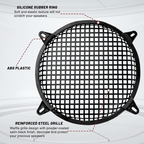 12" Speaker Grill Cover: Car Audio Speaker Grill Cover, Subwoofer Metal Mesh-Waffle Grill Cover Protector with Rubber Frame(Pack of 2)...