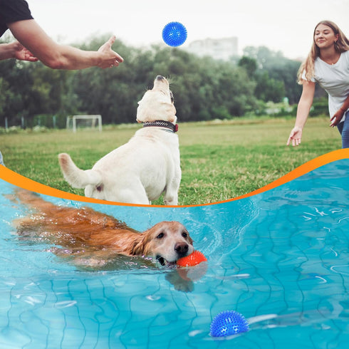 petizer 6 Pack 3.5” Squeaky Dog Toy Balls, Floating Dog Pool Balls, Spiky Dog Balls, Durable Interactive Fetch Toys for Puppy, Dog Chew Toys for T...