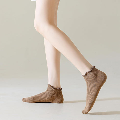 Mcool Mary Womens Ankle Ruffle Socks Casual Cotton Frilly Breathable Cute Knit Lettuce Trim No Show Socks 6 Pack...