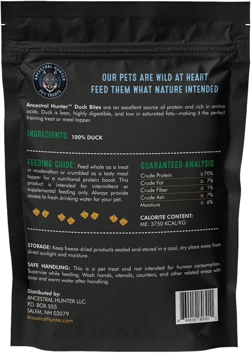 Freeze Dried Duck Bites for Dogs and Cats - 100% Duck - Single Ingredient Duck Treats - Duck Treats for Cats & Dogs- High Value Dog Training Treat...