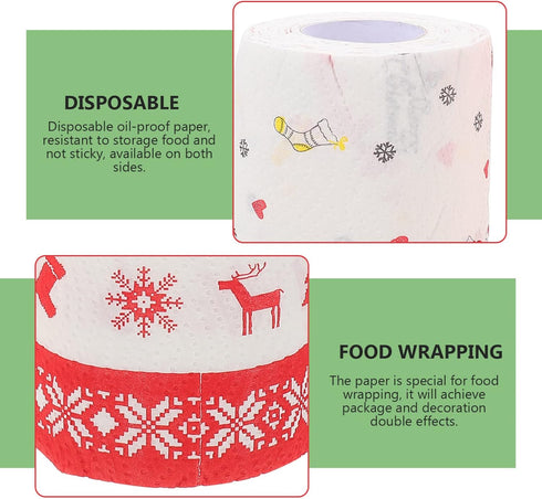 BESTonZON Christmas Kitchen Paper Christmas Paper Hand Towels Kitchen Paper Rolls Oil Cleaning Paper Towels: 2 Rolls...