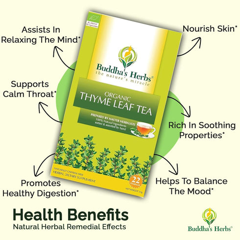 Organic Thyme Leaf Tea (Pack of 4, 88 Tea Bags) - Decaffeinated Healthy Tea for Digestive Support - Organic Herbal Tea Bags w/Natural Ingredients ...