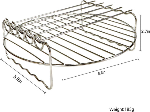 Air fryer Double Layer Round Rack with 5 Skewers Fitting XL Air Fryers?9in,Fit 5.3 QT or Above?...