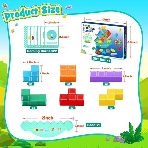 Kids Tetra Balance Tower Games Wooden Building Blocks Stacking Toy 3 4 5 6 7 8 Year Old Boys Girls Montessori Toy Birthday Gifts for Boy Girl Ages...