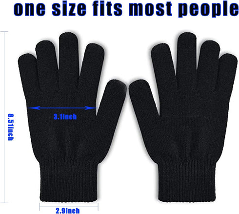 6 Pairs Winter Magic Gloves for Men Women Cold Weather Thermal Warm Stretchy Gloves Black Knit Gloves for Running Driving Hiking...