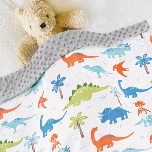 HOMRITAR Baby Blanket for Kids Super Soft Minky Blanket with Dotted Backing, Dinosaurs Multicolor Printed for Toddlers Nursery 30 x 40 inch (75 x ...