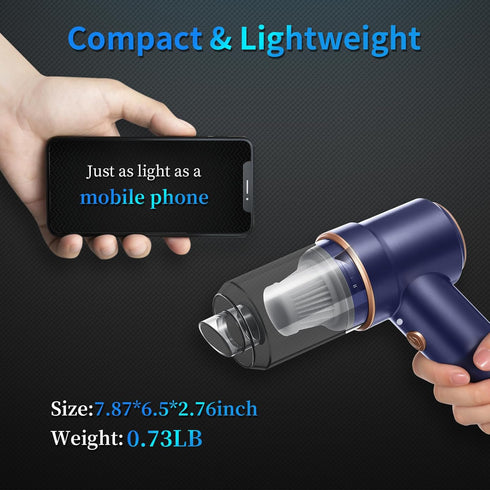 Portable Handheld Car Vacuum Cleaner, 8000Pa Mini Vacuum Cleaner and Air Duster, 120W High Power Wet and Dry Hand Vacuum Cordless Rechargeable wit...