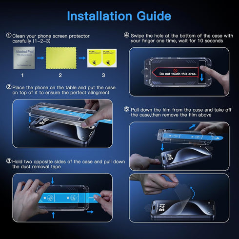 Uyiton Anti-Blue Light for iPhone 15 Pro Screen Protector - Unbreak-Glass Easy Fit Full Coverage Case Friendly Scratch Resistance 9H Tempered Glas...