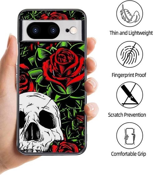 Google Pixel 8 Case, Slim Fit Glow in The Dark Luminous Hybrid Hard PC Soft TPU Bumper Shockproof Drop Protective Phone Cover for Men Women Boys,R...
