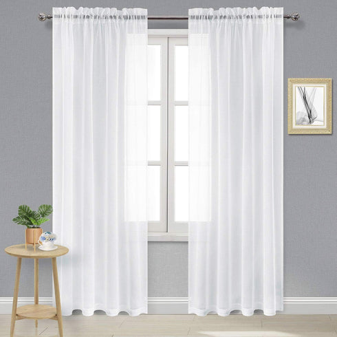 DWCN Living Room Sheer Curtains 95 inch Length 2 Panels Set, White Rod Pocket Lightweight Airy & Elegant Window Treatments, Casual Voile Sheer Dra...