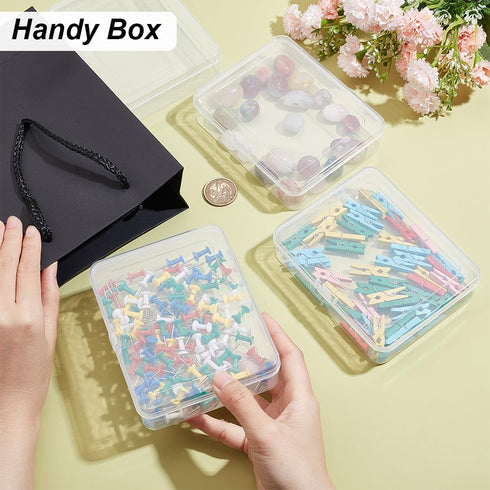 BENECREAT 10 Packs PP Plastic Bead Container Box, 4.9x3.9x1.2inch Rectangle Storage Organizer Box, Dustproof Case with Hinged Lid for Cards, Beads...