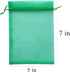 100 Pieces 5x7 inches Gift Wrap Bags Green, Organza Sheer Fabric,Drawstring Classy Present Bags for Baby Shower Favor,Candy,Christmas Favour,Sampl...